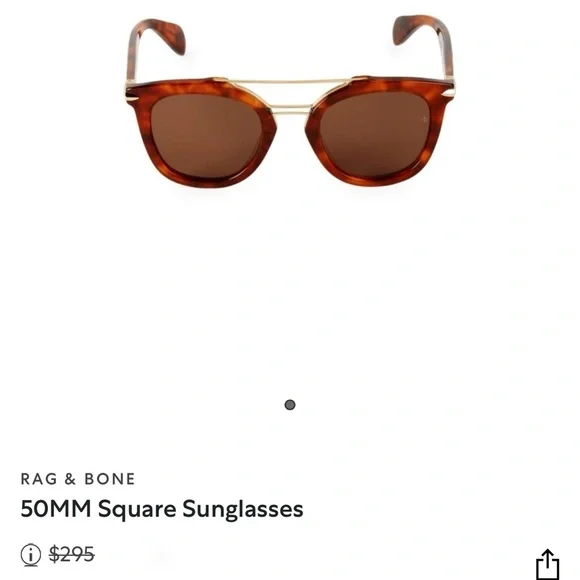 NWOT Rag & Bone 50MM RNB1005/S Square Sunglasses in Brown tortoise OS - Picture 4 of 10